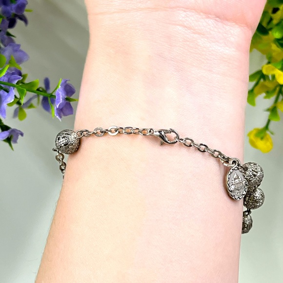 Silver Plated Ball Vintage Bracelet - Picture 3 of 6